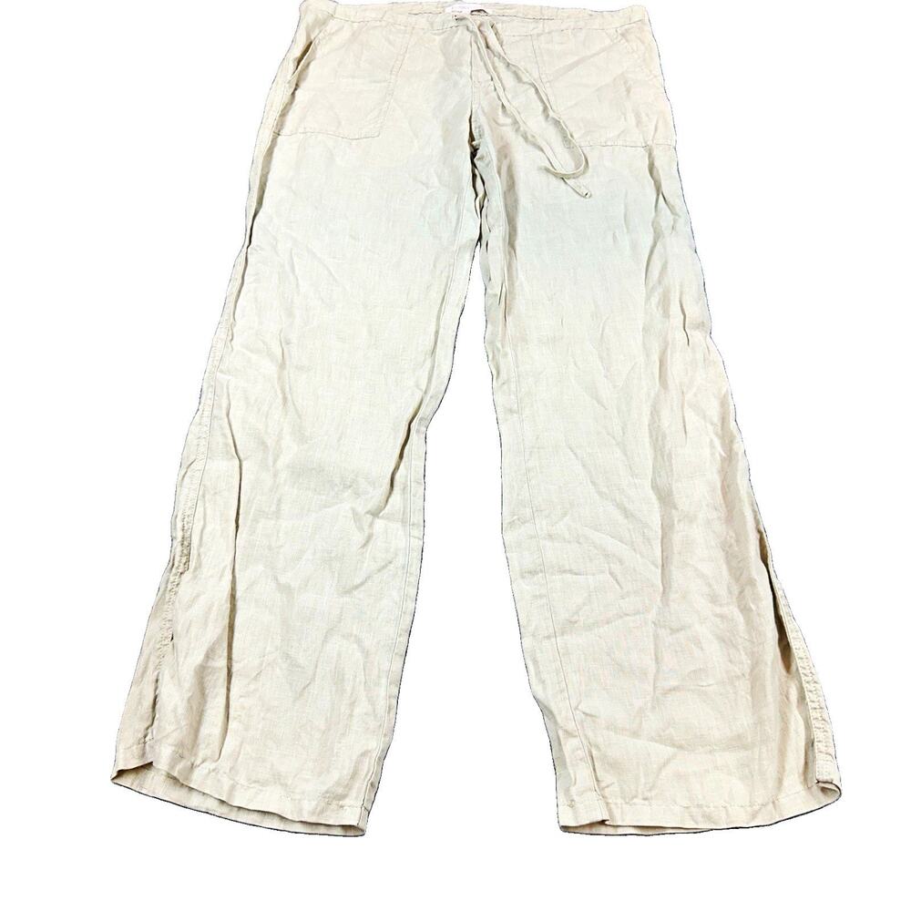 Victoria’s Secret Linen Wide Leg Pants Women’s 4 Short Beige Drawstring vacation